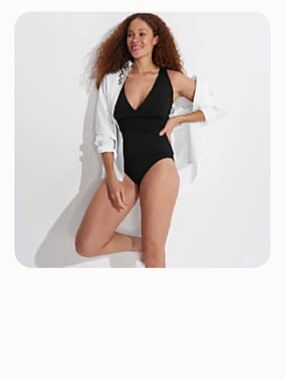 Lands' End Black Swim Tankini Top